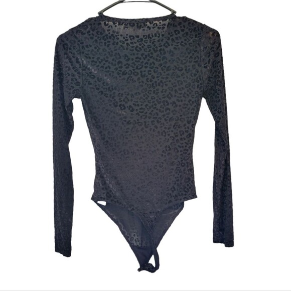 Good American Black Velvet Leopard Print Bodysuit Size 1 - Small - Picture 3 of 6